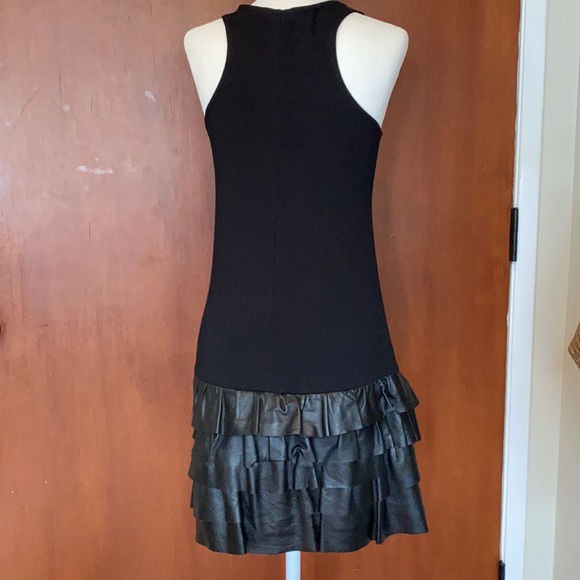 Theory Black Tie Dress with Leather - NEW - Picture 12 of 12